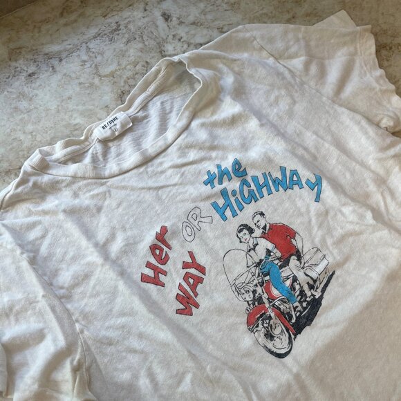 Re/Done Tops 'Her Way Or The Highway' Tee  Size: SMALL - Picture 1 of 2